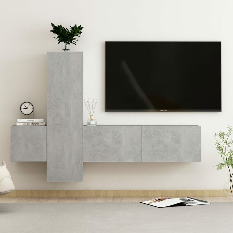 

Juego de mueble para TV de 3 piezas aglomerado gris hormigón