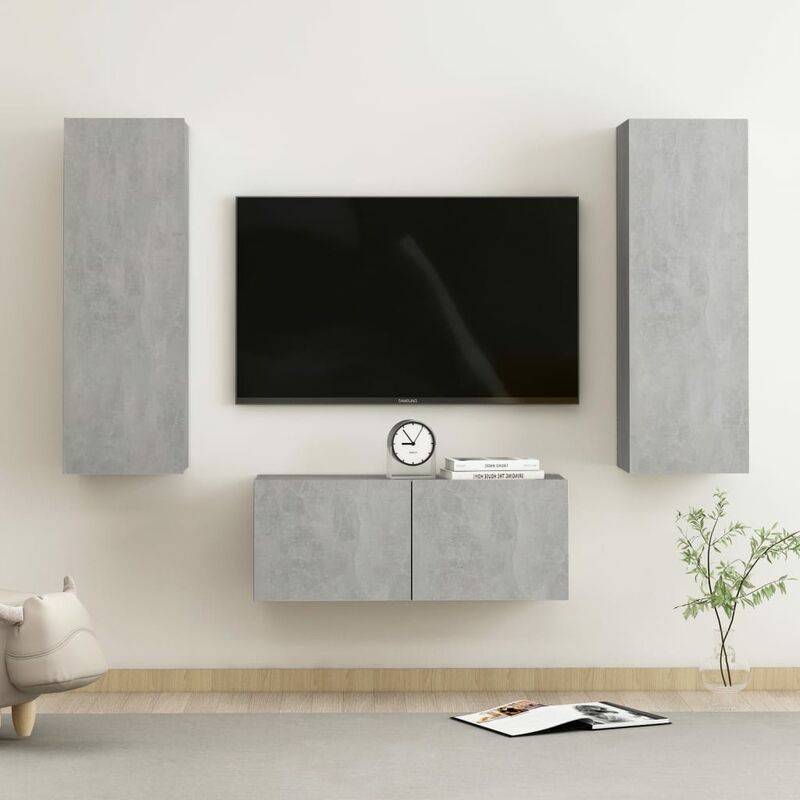 

Juego de mueble para TV de 3 piezas aglomerado gris hormigón