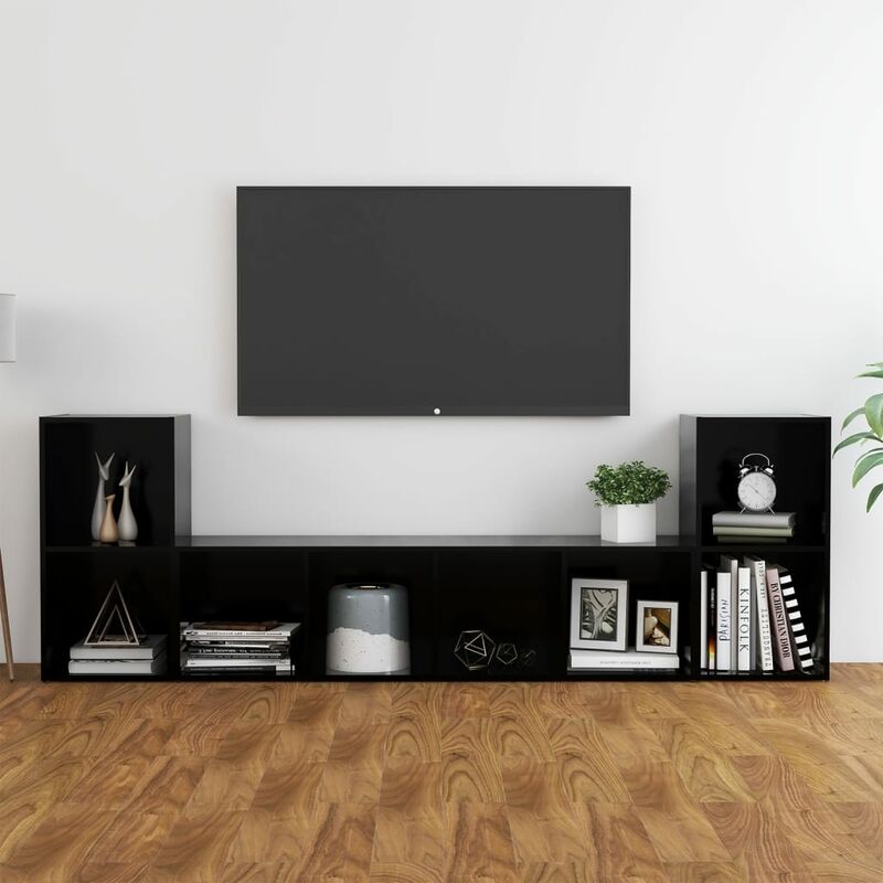 

Juego de mueble para TV de 3 piezas aglomerado negro