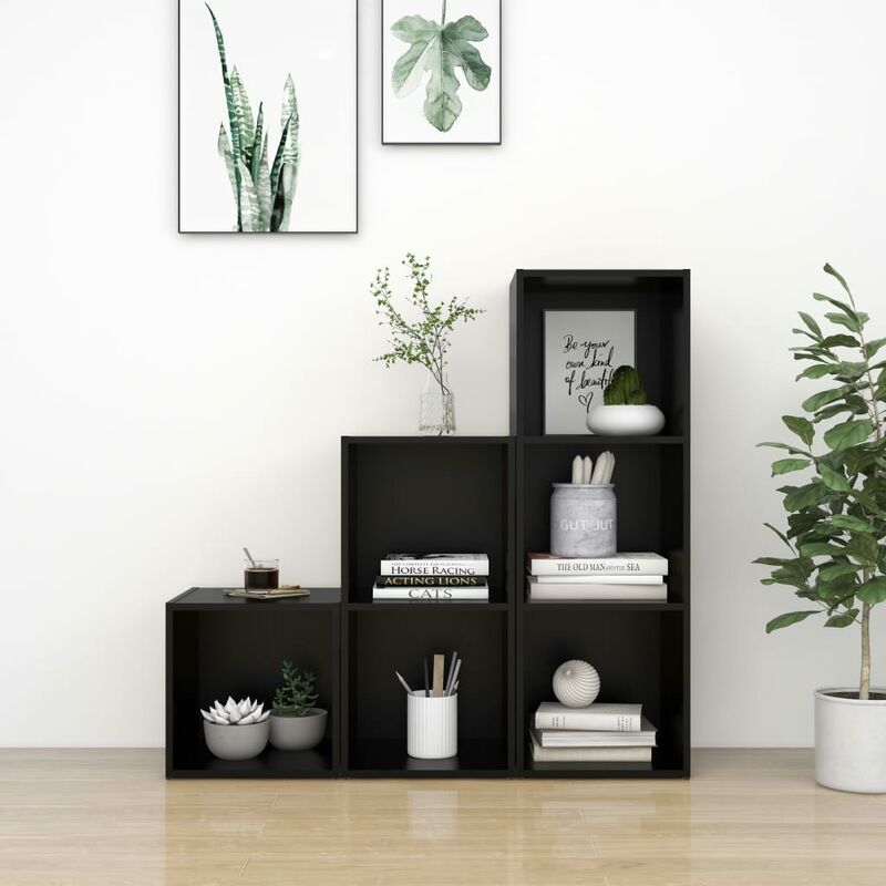 

Juego de mueble para TV de 3 piezas aglomerado negro
