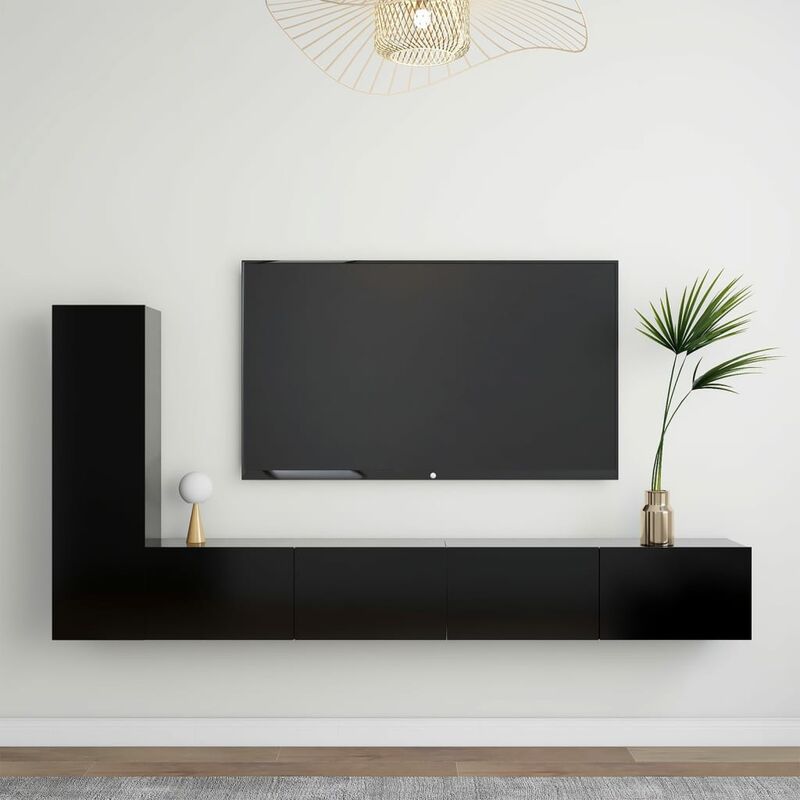 

Juego de mueble para TV de 3 piezas aglomerado negro
