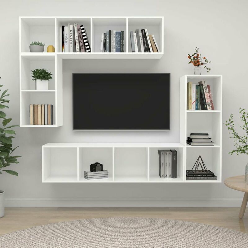 

Juego de mueble para TV de 4 piezas aglomerado blanco