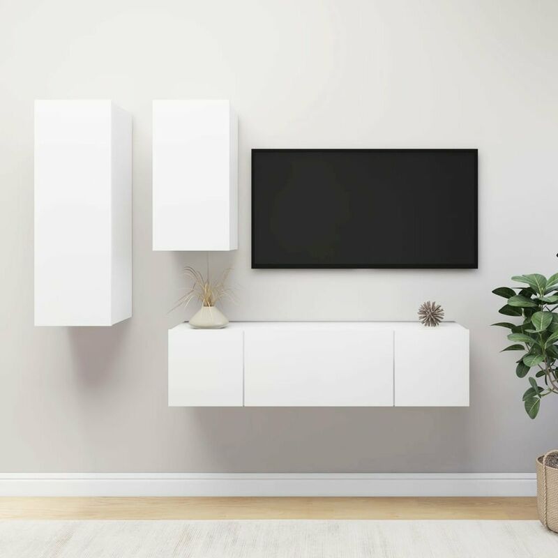 

Juego de mueble para TV de 4 piezas aglomerado blanco