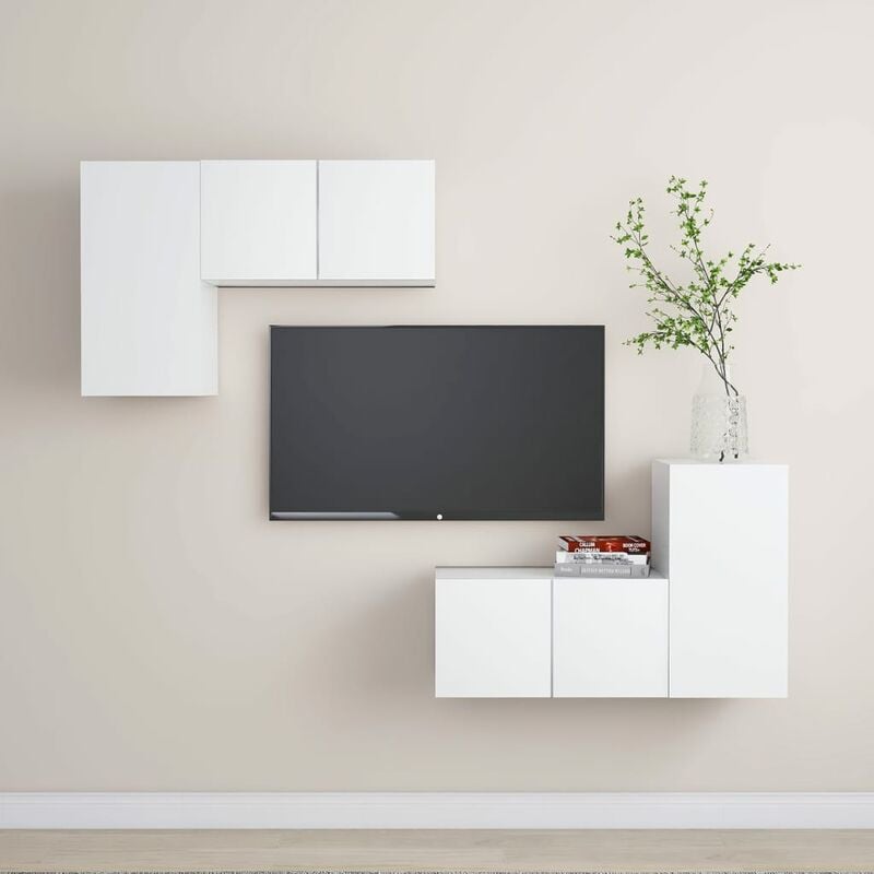 

Juego de mueble para TV de 4 piezas aglomerado blanco