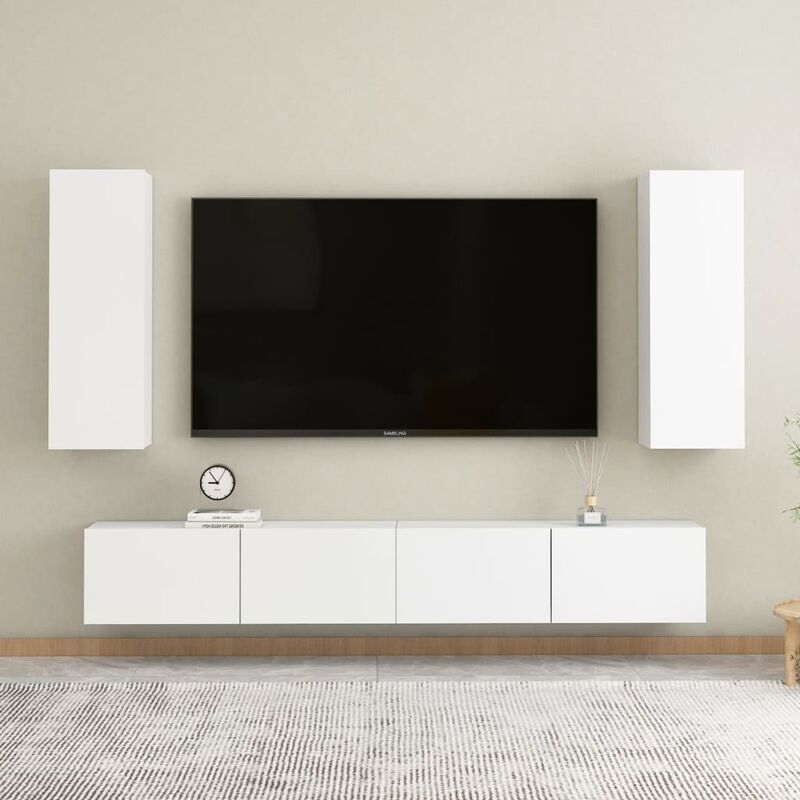 

Juego de mueble para TV de 4 piezas aglomerado blanco