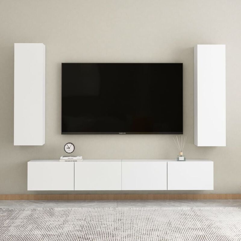 

Juego de mueble para TV de 4 piezas aglomerado blanco
