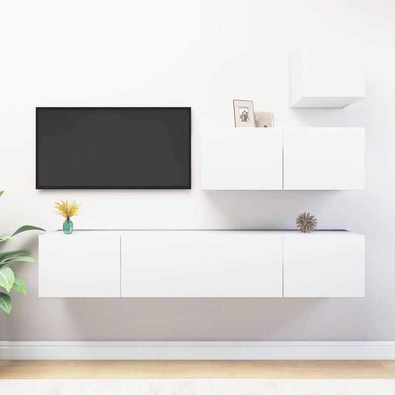 

Juego de mueble para TV de 4 piezas aglomerado blanco