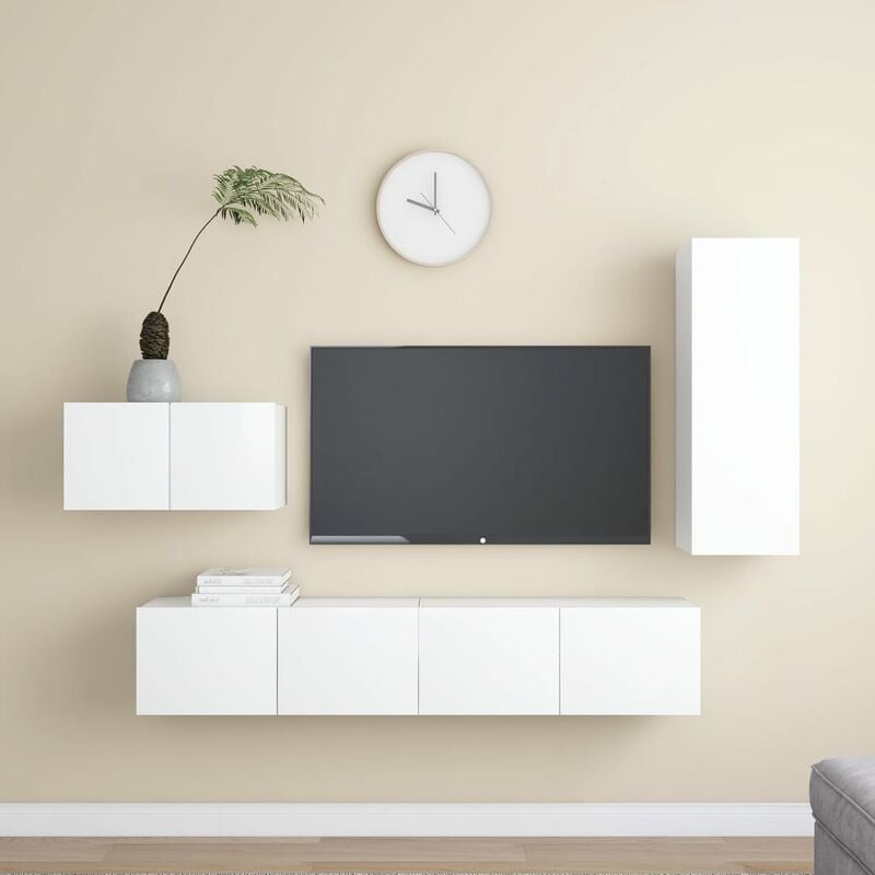 

Juego de mueble para TV de 4 piezas aglomerado blanco