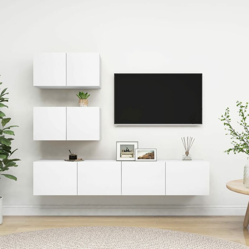 

Juego de mueble para TV de 4 piezas aglomerado blanco