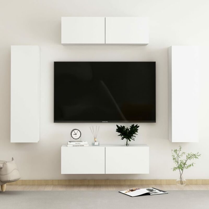 

Juego de mueble para TV de 4 piezas aglomerado blanco