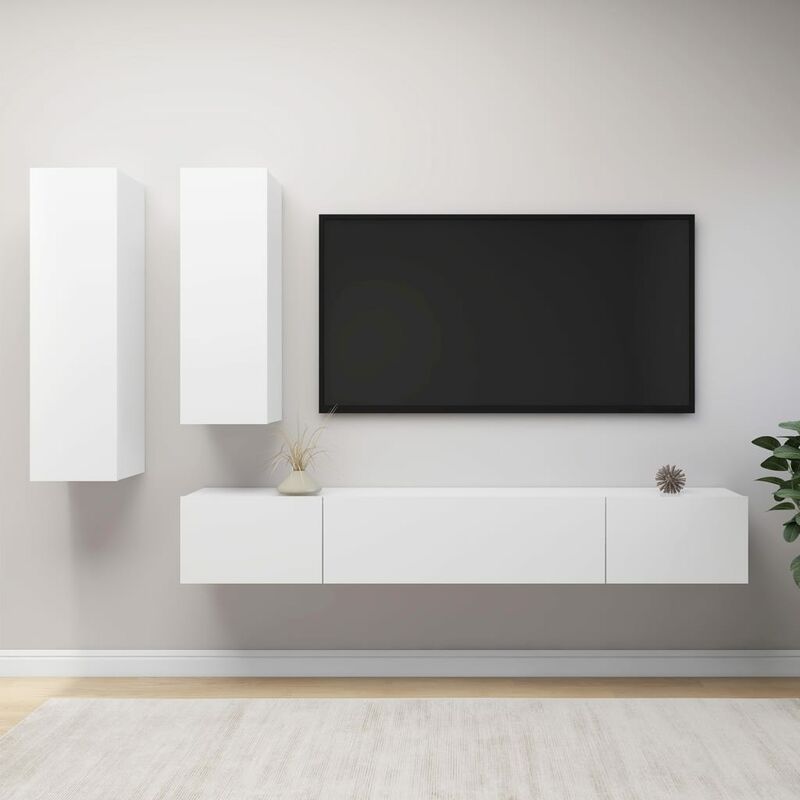 

Juego de mueble para TV de 4 piezas aglomerado blanco