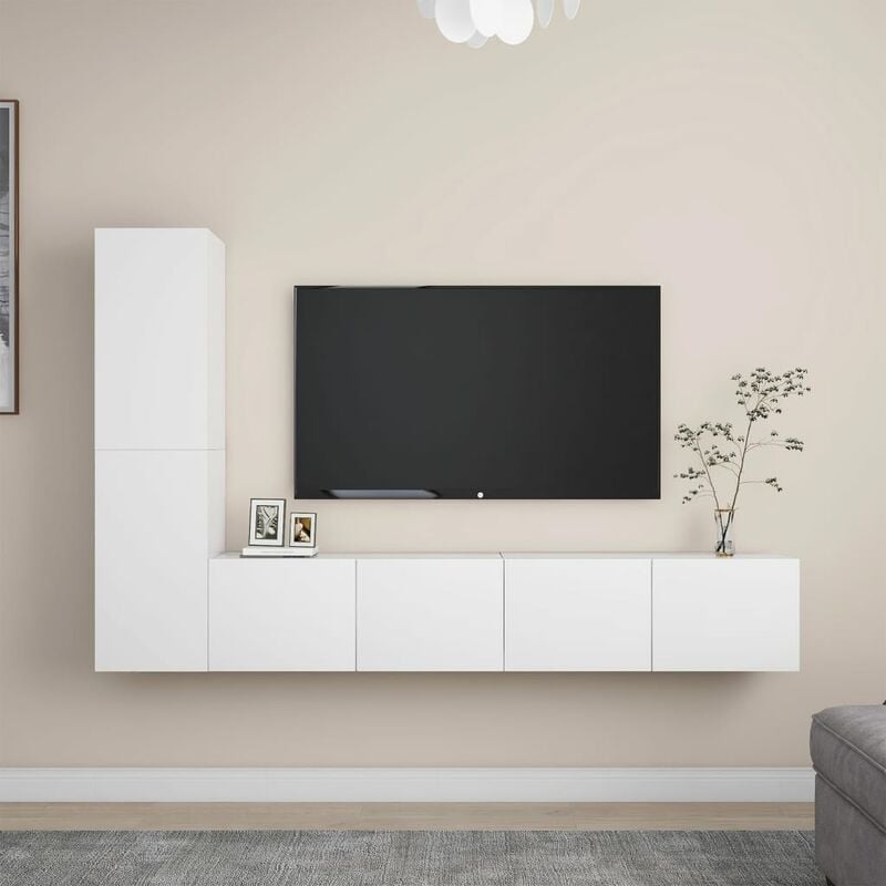 

Juego de mueble para TV de 4 piezas aglomerado blanco
