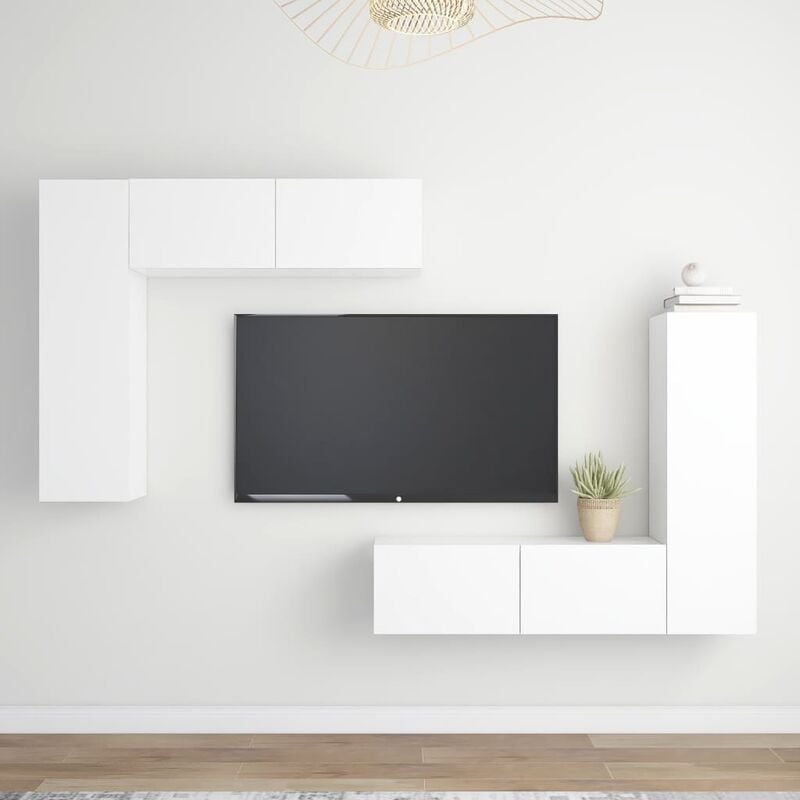 

Juego de mueble para TV de 4 piezas aglomerado blanco