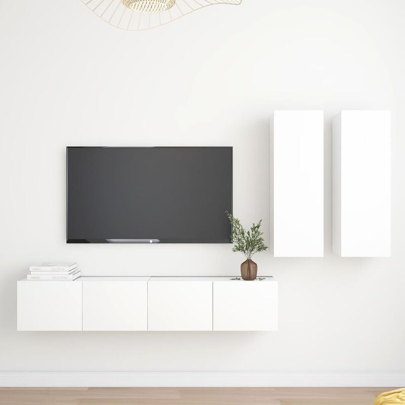 

Juego de mueble para TV de 4 piezas aglomerado blanco