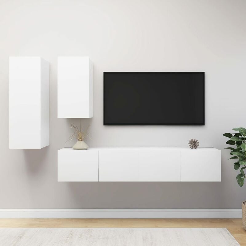 

Juego de mueble para TV de 4 piezas aglomerado blanco
