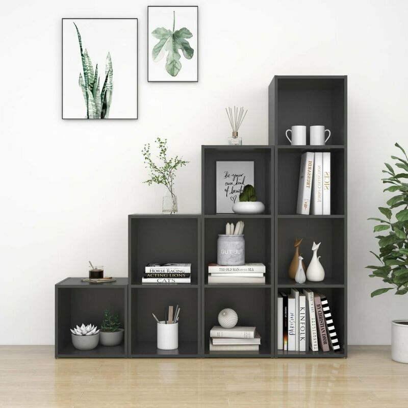 

Juego de mueble para TV de 4 piezas aglomerado gris