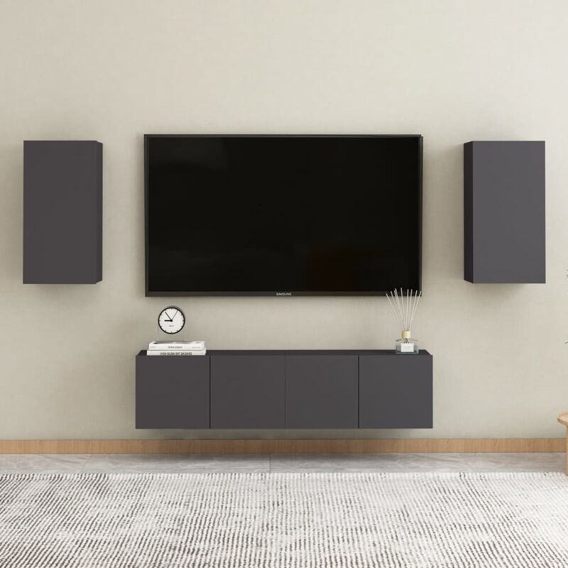 

Juego de mueble para TV de 4 piezas aglomerado gris