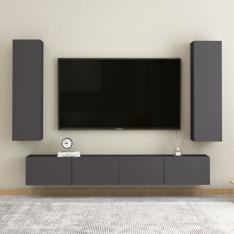 

Juego de mueble para TV de 4 piezas aglomerado gris