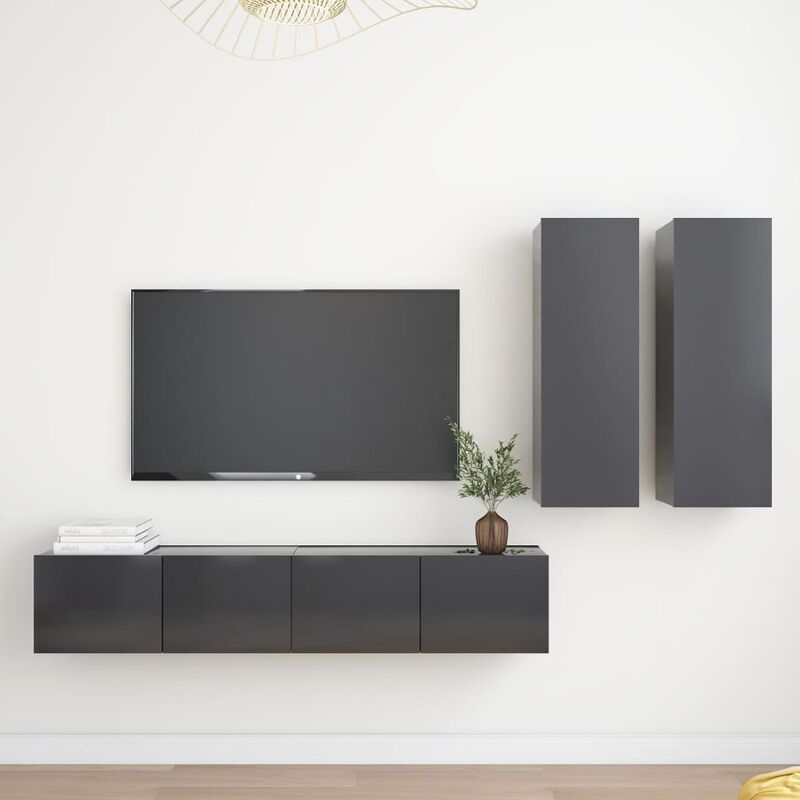

Juego de mueble para TV de 4 piezas aglomerado gris