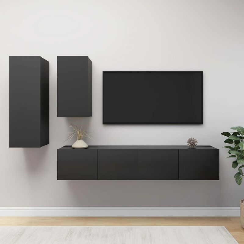 

Juego de mueble para TV de 4 piezas aglomerado gris