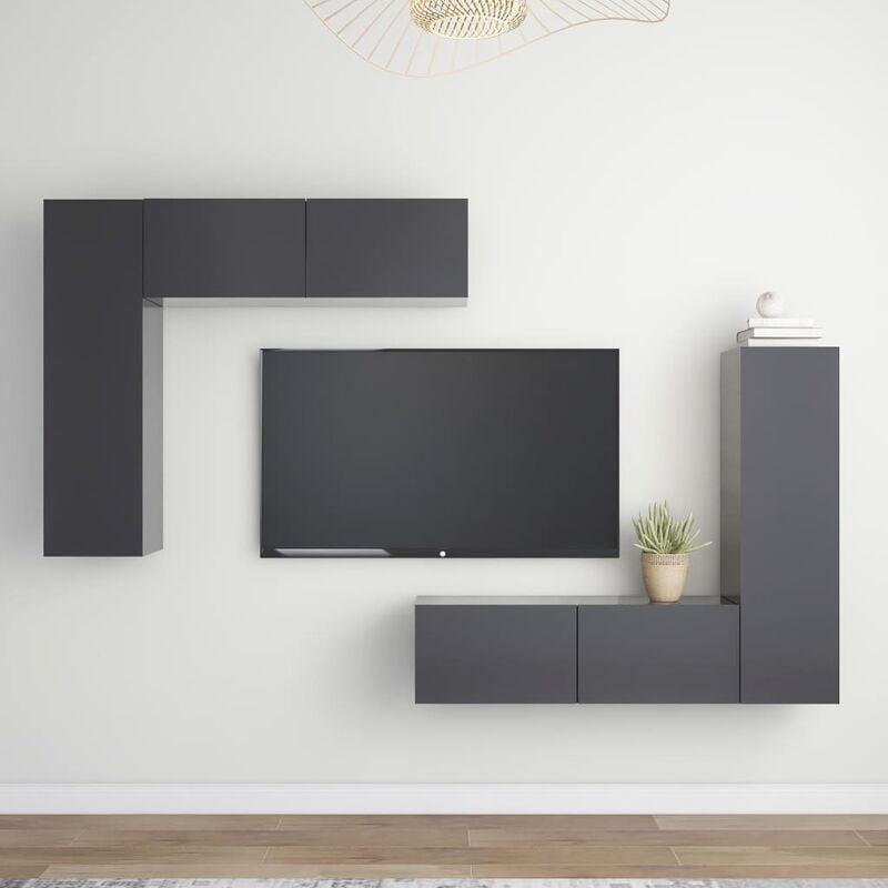 

Juego de mueble para TV de 4 piezas aglomerado gris