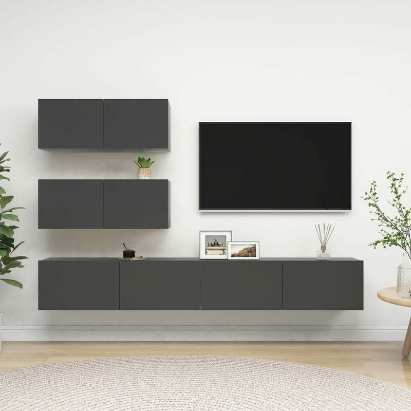 

Juego de mueble para TV de 4 piezas aglomerado gris