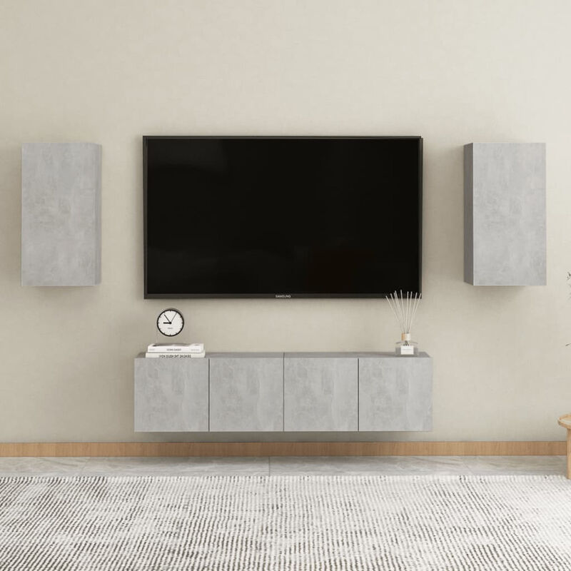 

Juego de mueble para TV de 4 piezas aglomerado gris hormigon