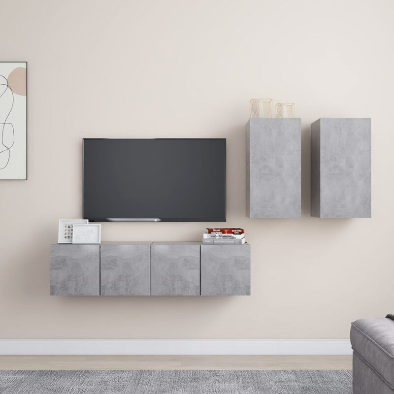 

Juego de mueble para TV de 4 piezas aglomerado gris hormigon
