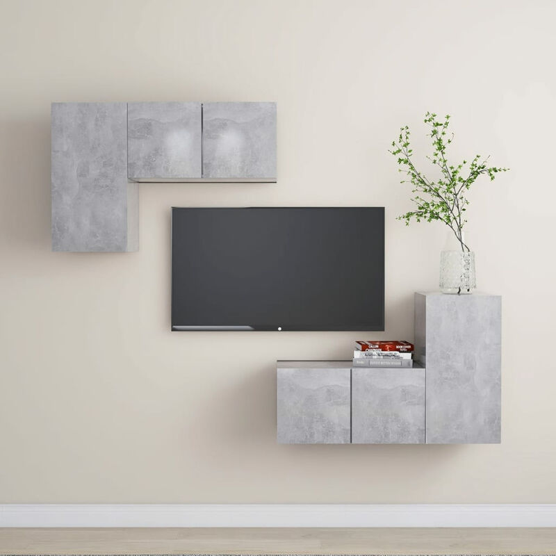 

Juego de mueble para TV de 4 piezas aglomerado gris hormigon