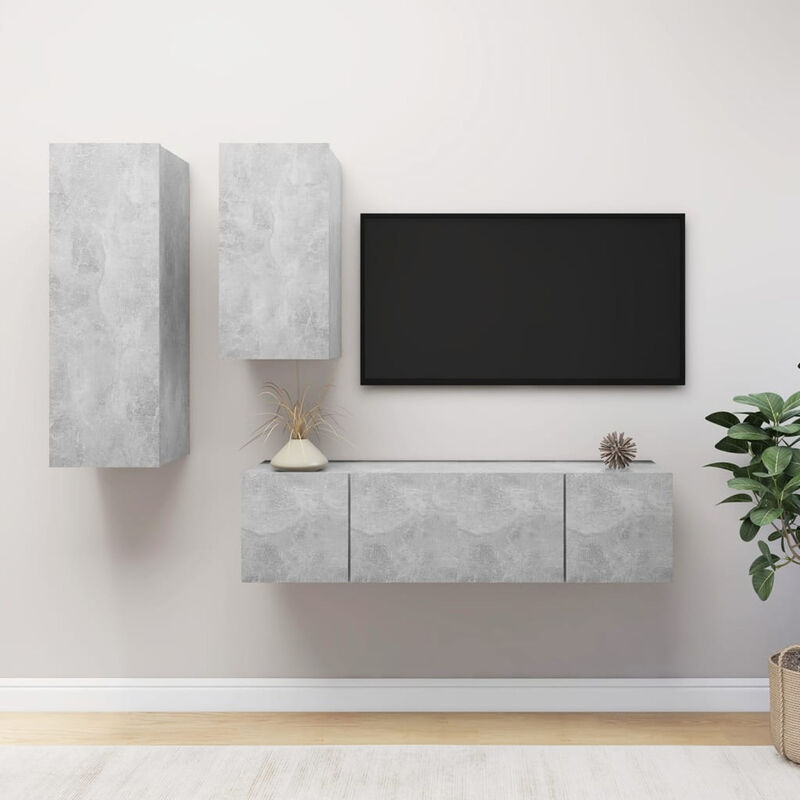 

Juego de mueble para TV de 4 piezas aglomerado gris hormigon
