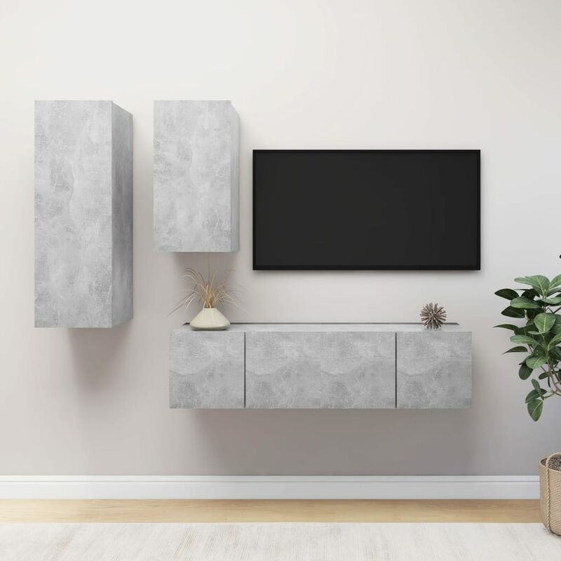 

Juego de mueble para TV de 4 piezas aglomerado gris hormigón