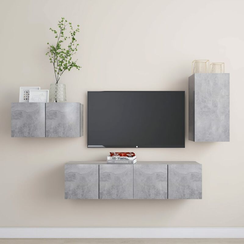 

Juego de mueble para TV de 4 piezas aglomerado gris hormigón