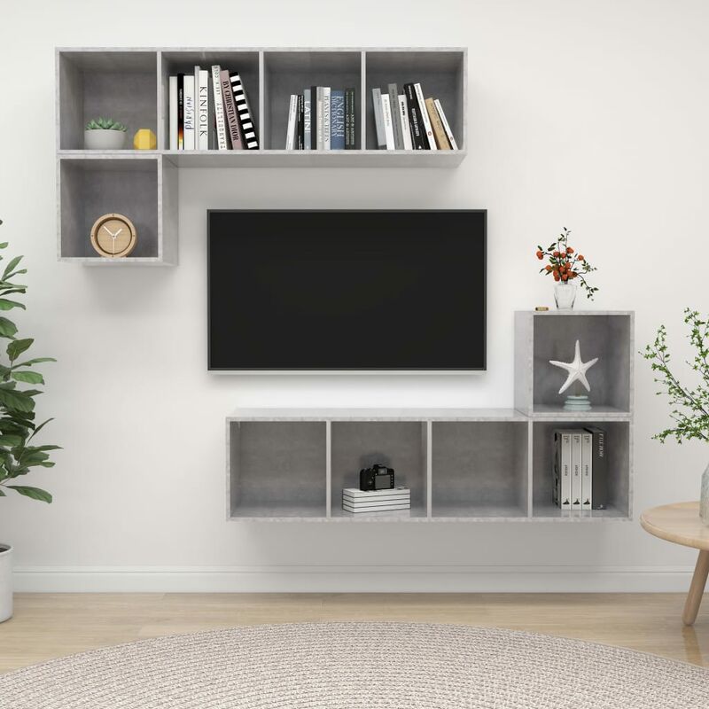 

Juego de mueble para TV de 4 piezas aglomerado gris hormigón