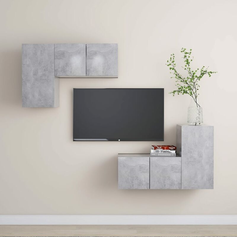 

Juego de mueble para TV de 4 piezas aglomerado gris hormigón