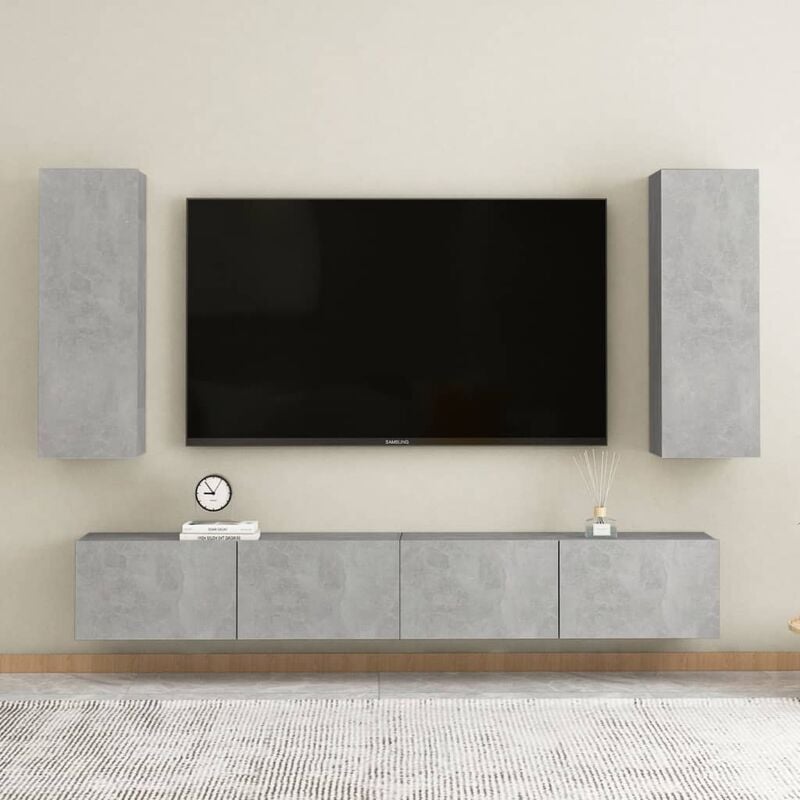 

Juego de mueble para TV de 4 piezas aglomerado gris hormigón