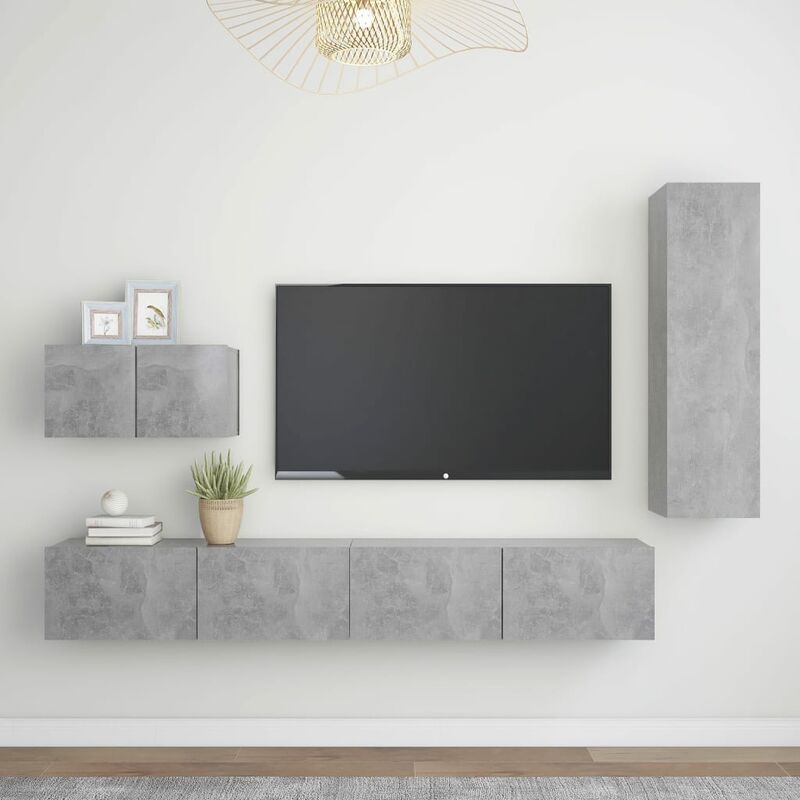 

Juego de mueble para TV de 4 piezas aglomerado gris hormigón