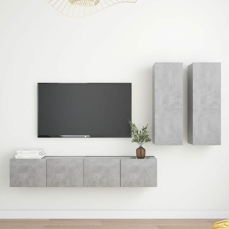 

Juego de mueble para TV de 4 piezas aglomerado gris hormigón