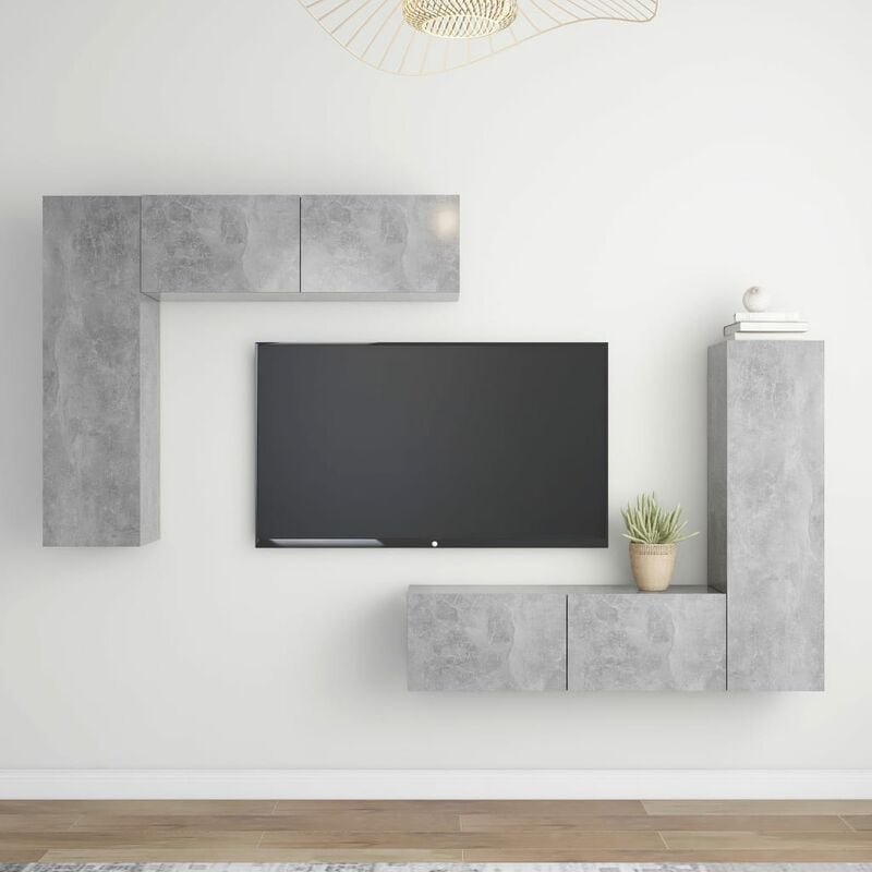 

Juego de mueble para TV de 4 piezas aglomerado gris hormigón