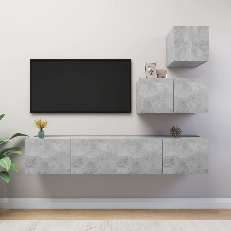 

Juego de mueble para TV de 4 piezas aglomerado gris hormigón