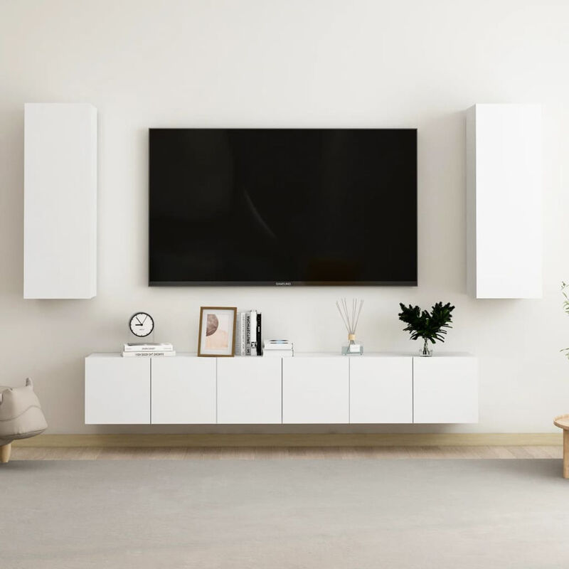 

Juego de mueble para TV de 5 piezas aglomerado blanco