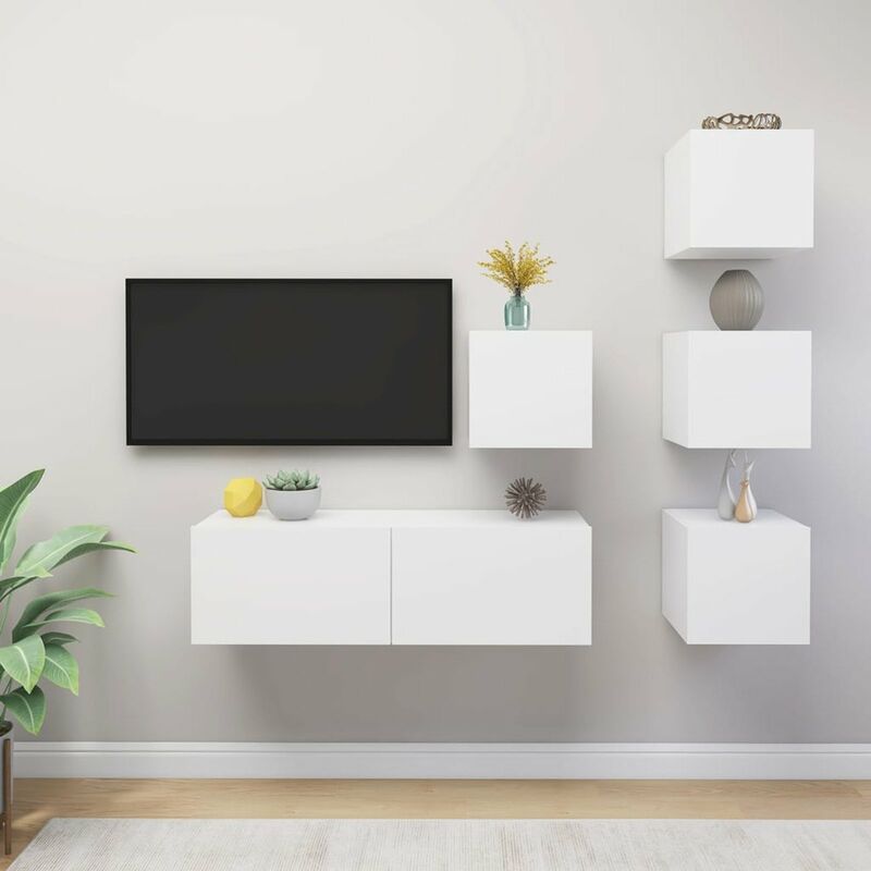 

Juego de mueble para TV de 5 piezas aglomerado blanco