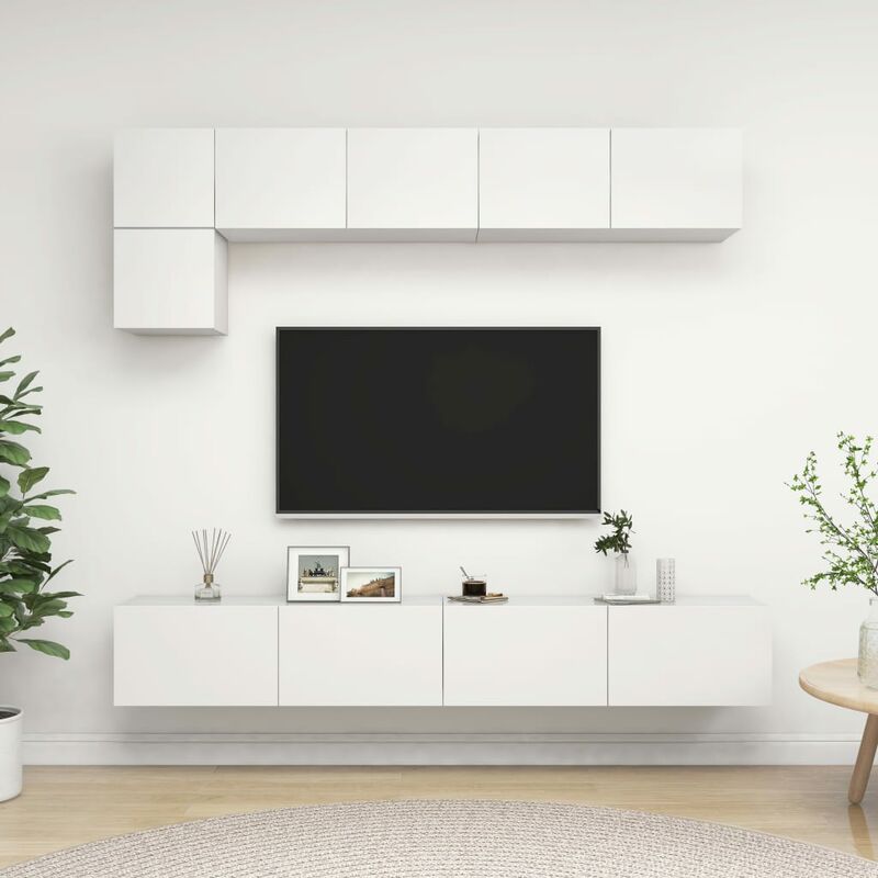 

Juego de mueble para TV de 5 piezas aglomerado blanco