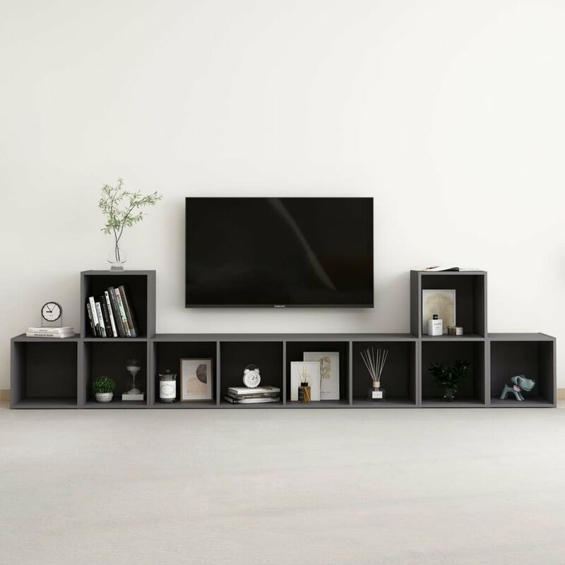 

Juego de mueble para TV de 5 piezas aglomerado gris