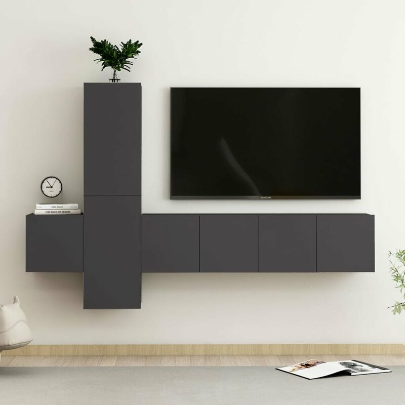 

Juego de mueble para TV de 5 piezas aglomerado gris