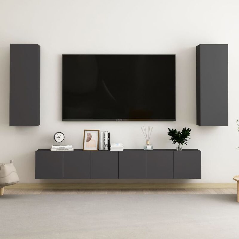 

Juego de mueble para TV de 5 piezas aglomerado gris