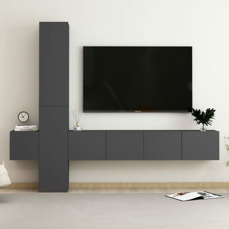 

Juego de mueble para TV de 5 piezas aglomerado gris