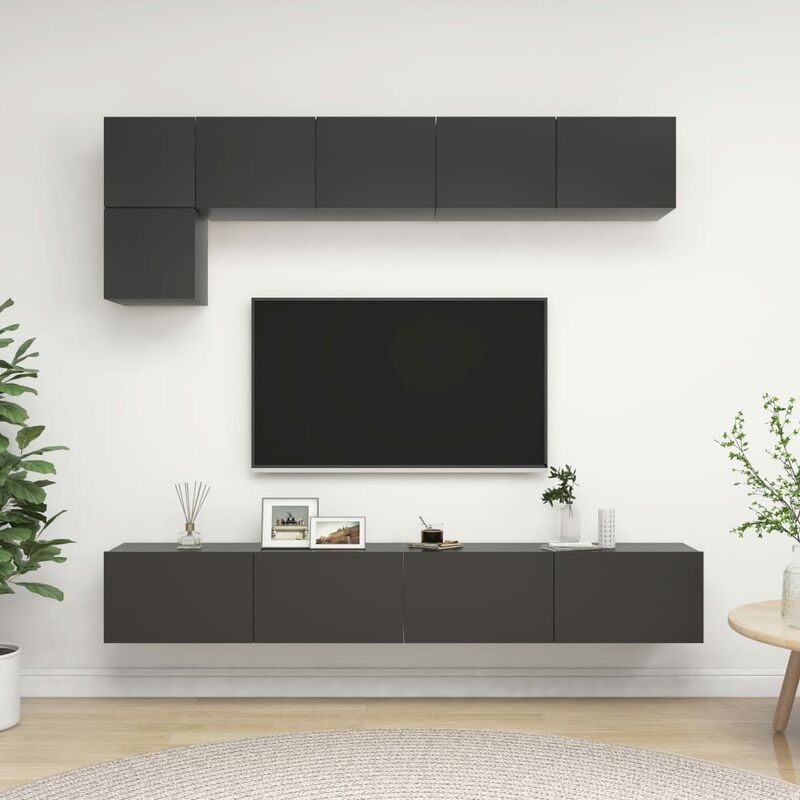 

Juego de mueble para TV de 5 piezas aglomerado gris