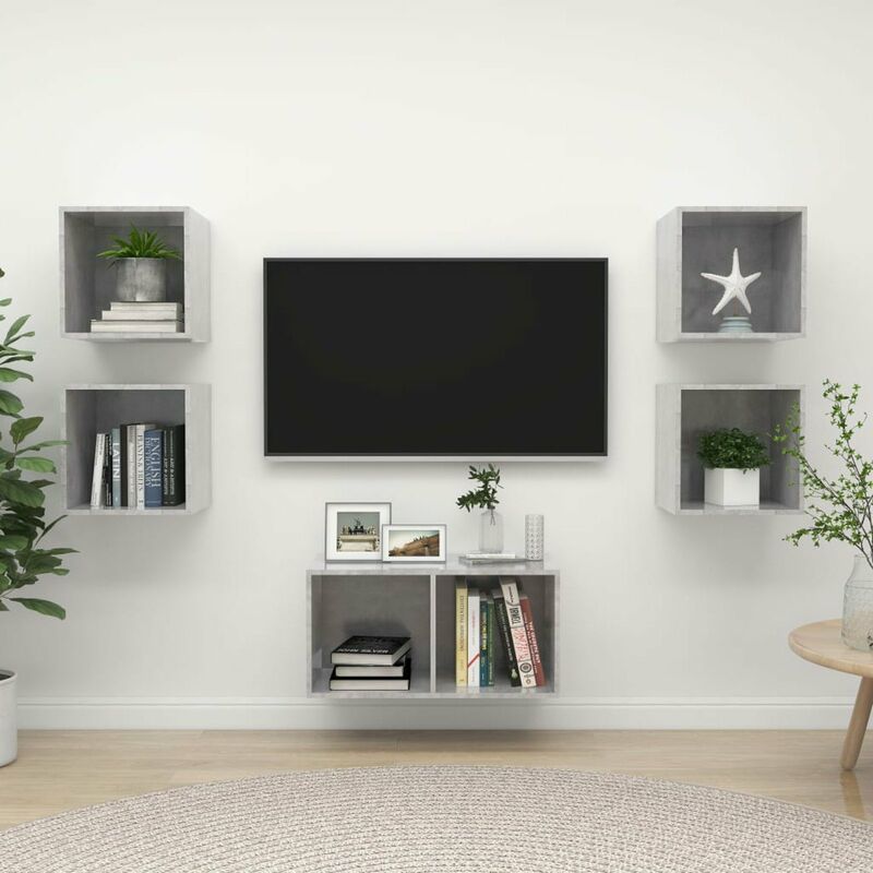 

Juego de mueble para TV de 5 piezas aglomerado gris hormigon