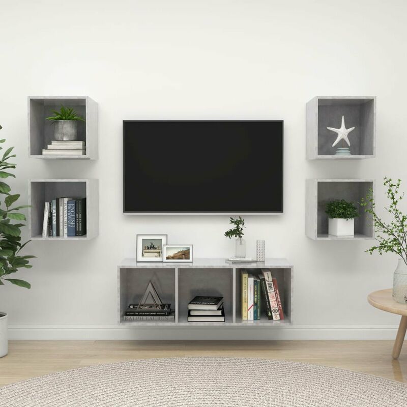 

Juego de mueble para TV de 5 piezas aglomerado gris hormigon