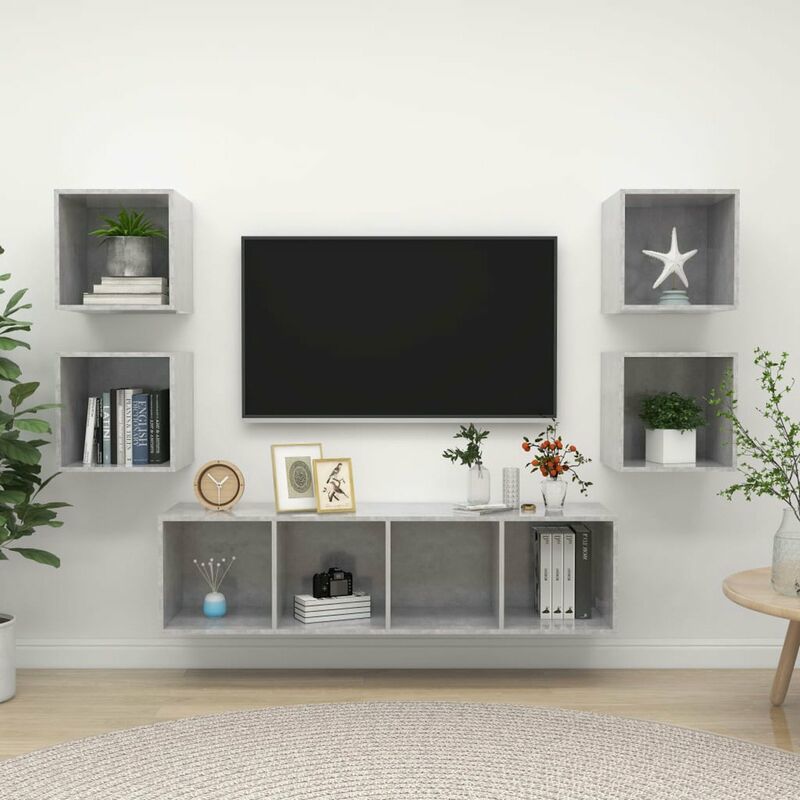 

Juego de mueble para TV de 5 piezas aglomerado gris hormigon
